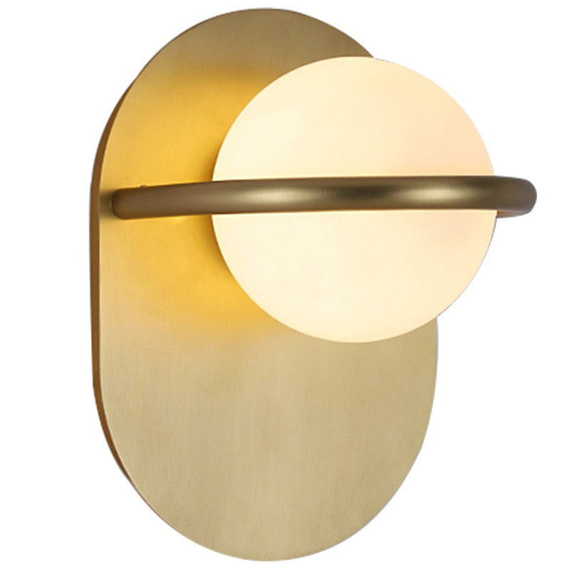 Round Ball Brass Finish Modern Wall Mounted Light Fixture 