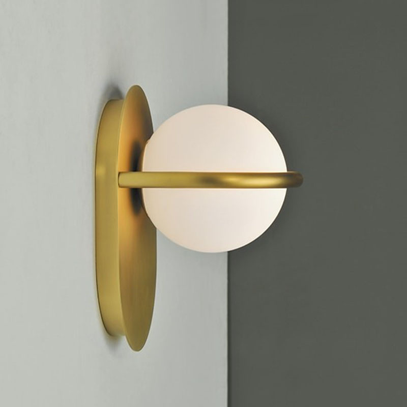 Round Ball Brass Finish Modern Wall Mounted Light Fixture 