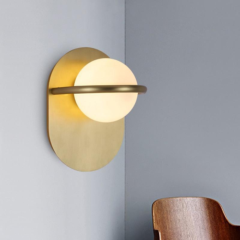 Round Ball Brass Finish Modern Wall Mounted Light Fixture 