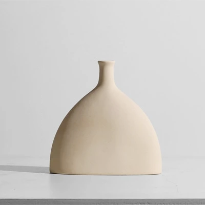 abstract shape ceramic taupe table top vase