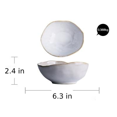 round abstract gold trim edges white ceramic dinnerware