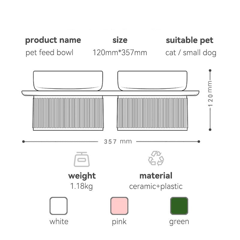 Roman Classic Elevated Double Pet Feeding Bowls