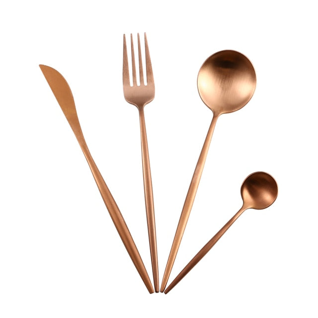 stainless steel rose gold cutlery set