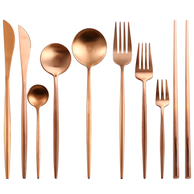 stainless steel rose gold cutlery set