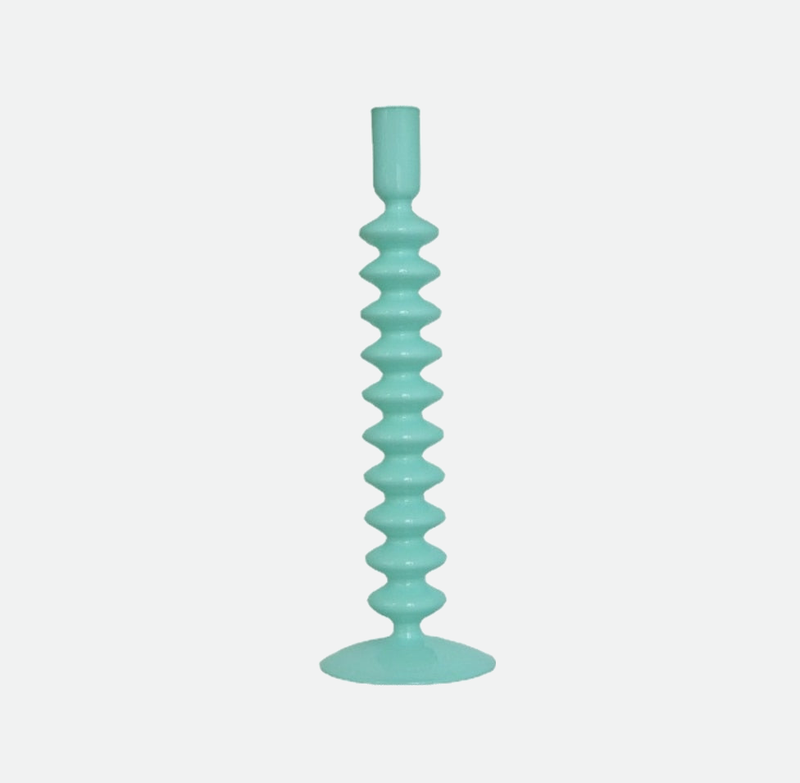 sea water turquoise matte glass candle holder