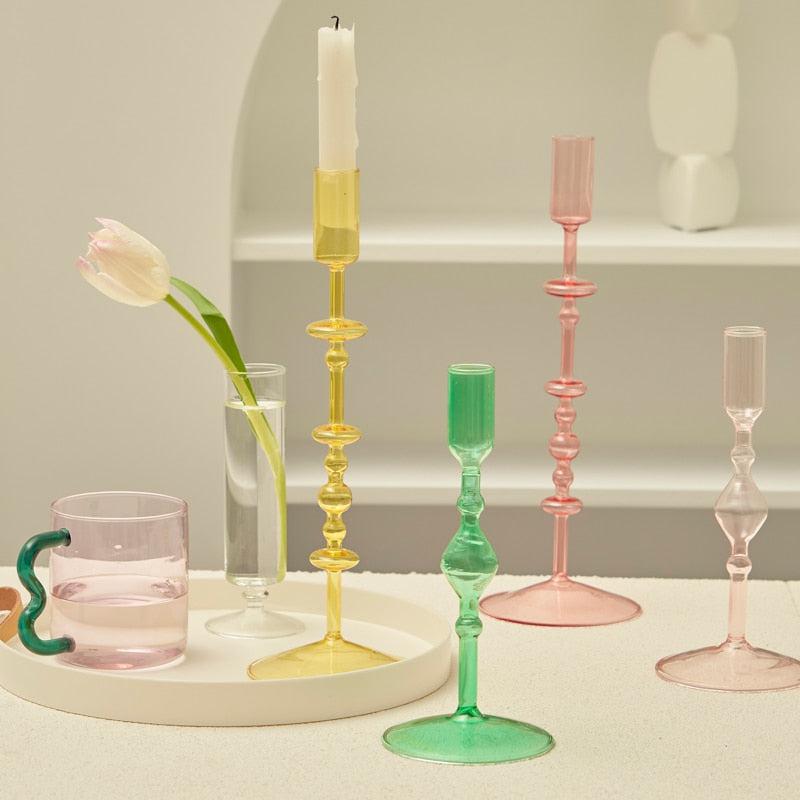 Slim Candlestick Holder Glass Candle Holders 