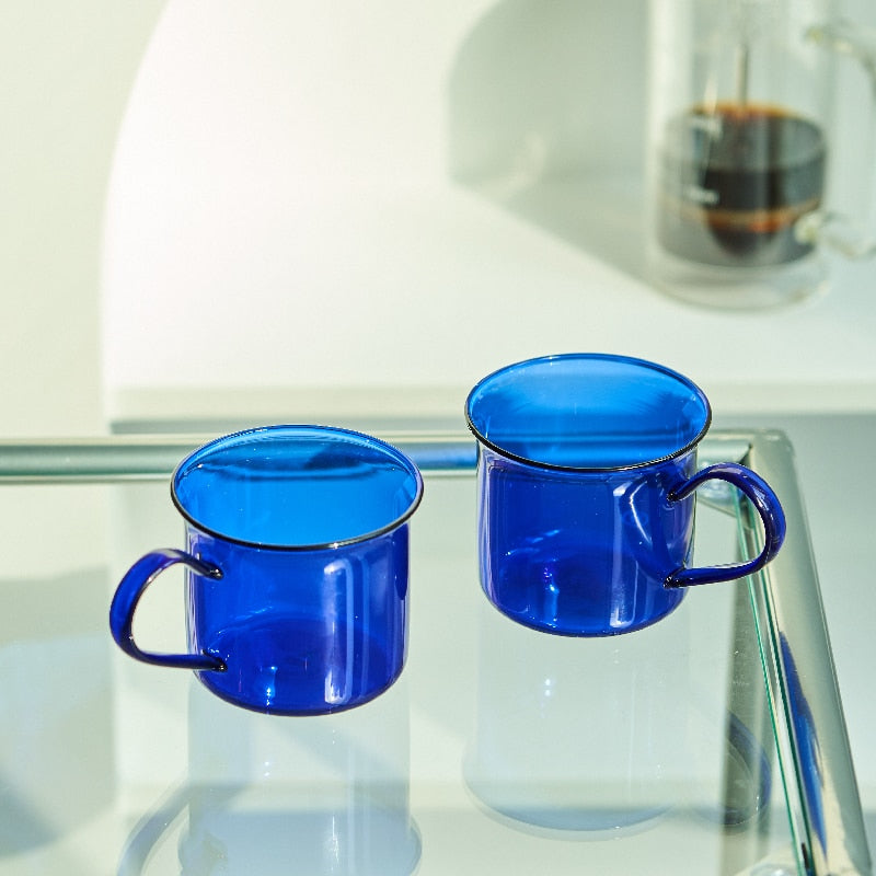 Glass Mug Drinkware Blue Color