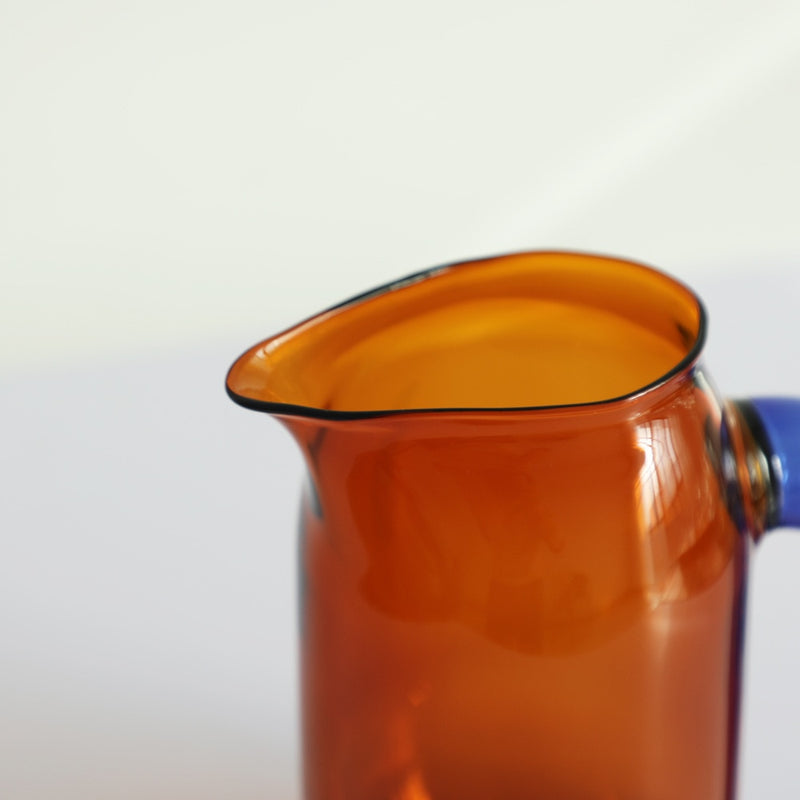 Blue and Amber Glass Cup Pitcher