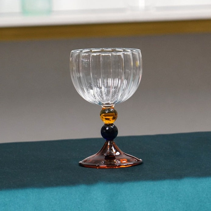 Vintage Beaded Glass Goblet