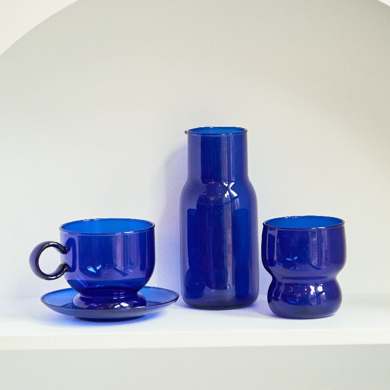 Glass Mug Drinkware Blue Color