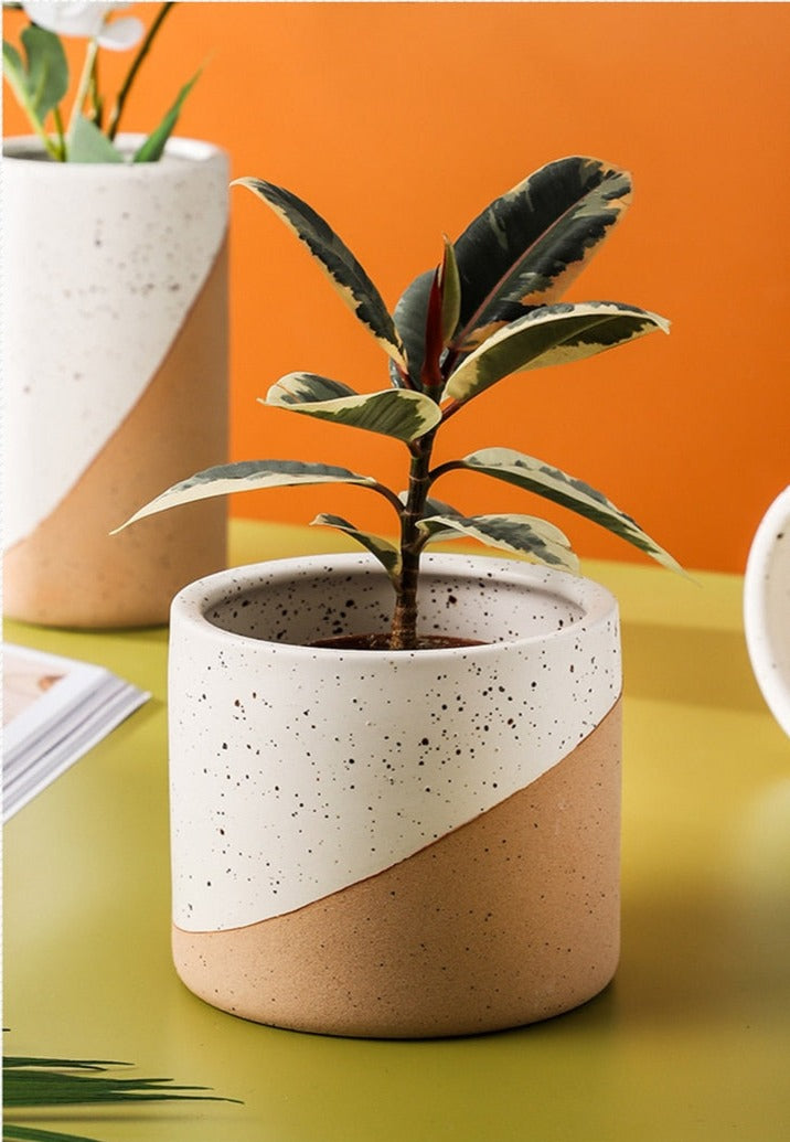 Home Decoration Creative Linen Glaze Ceramic Flowerpot 