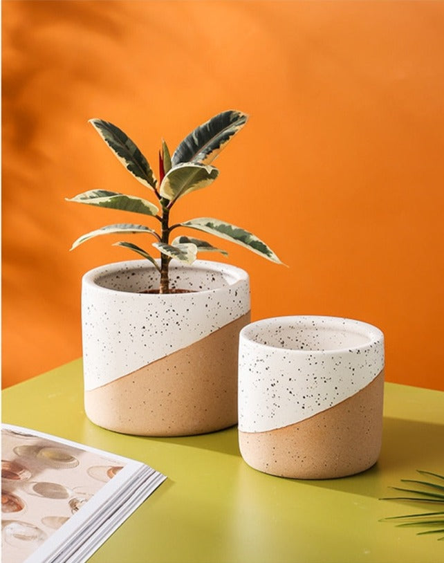 Home Decoration Creative Linen Glaze Ceramic Flowerpot 