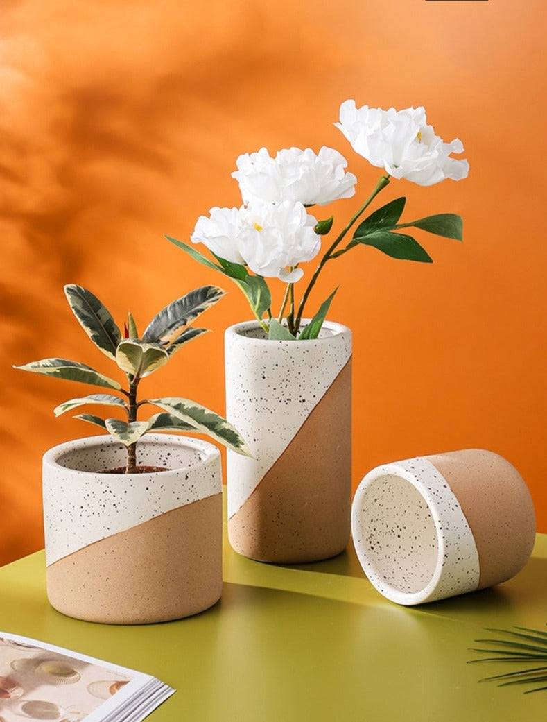 Home Decoration Creative Linen Glaze Ceramic Flowerpot 