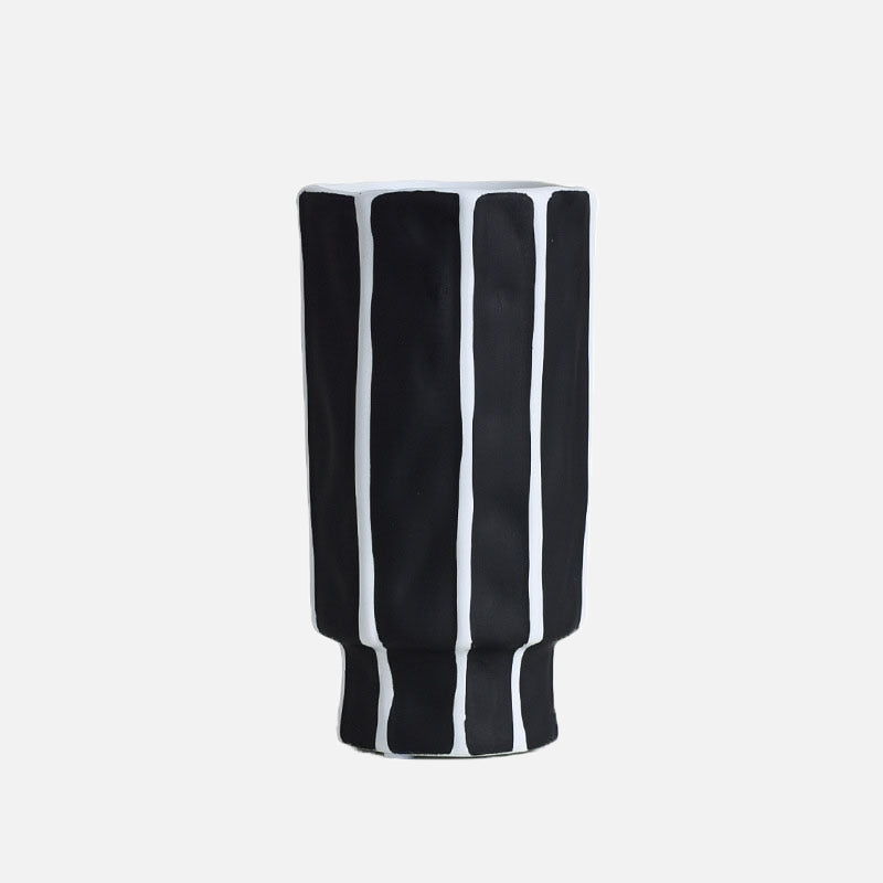 Black and White Geometric Ceramic Vase 