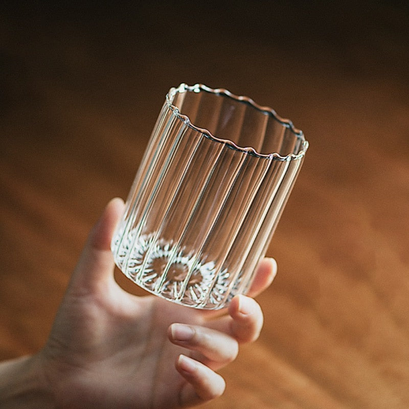 Drinkware Glass Corrugated Glass Striped Heat Cup 