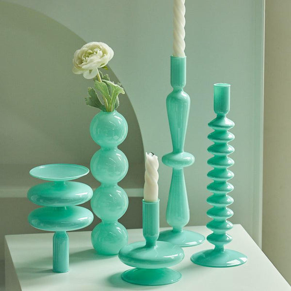 sea water turquoise matte glass candle holder