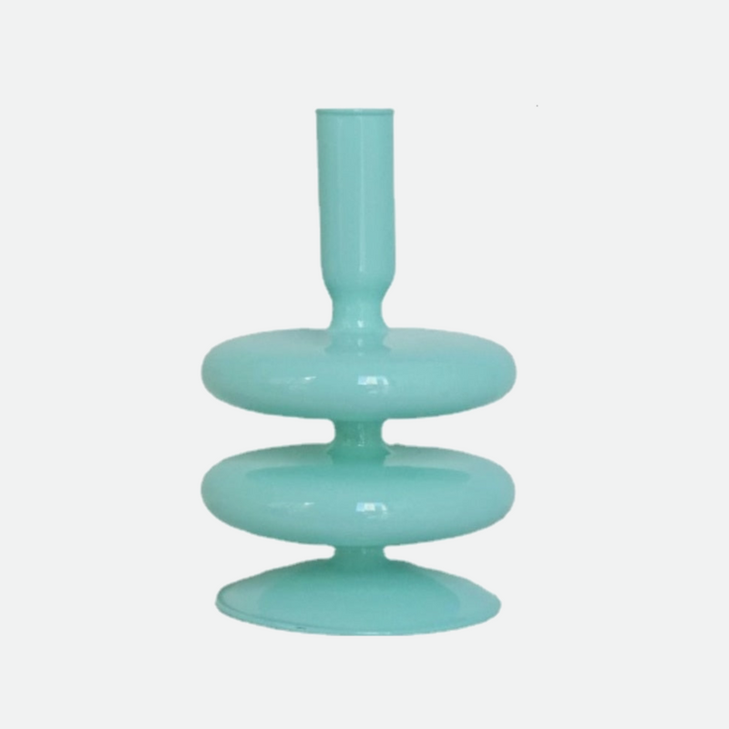 sea water turquoise matte glass candle holder