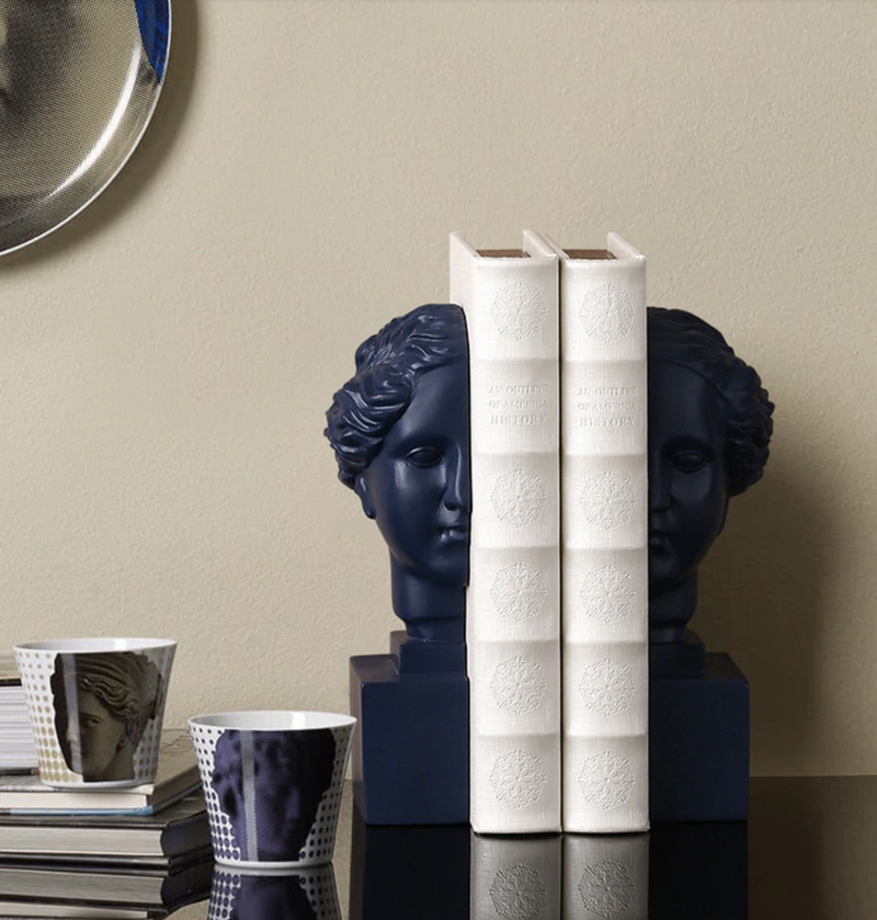 Neo Classic Roman Goddess Book Ends in Ceramic Porcelain