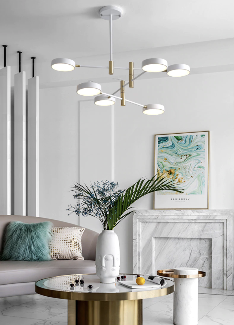 Circle Minimalist Art Pendant Light in Metal and LED Bulbs White