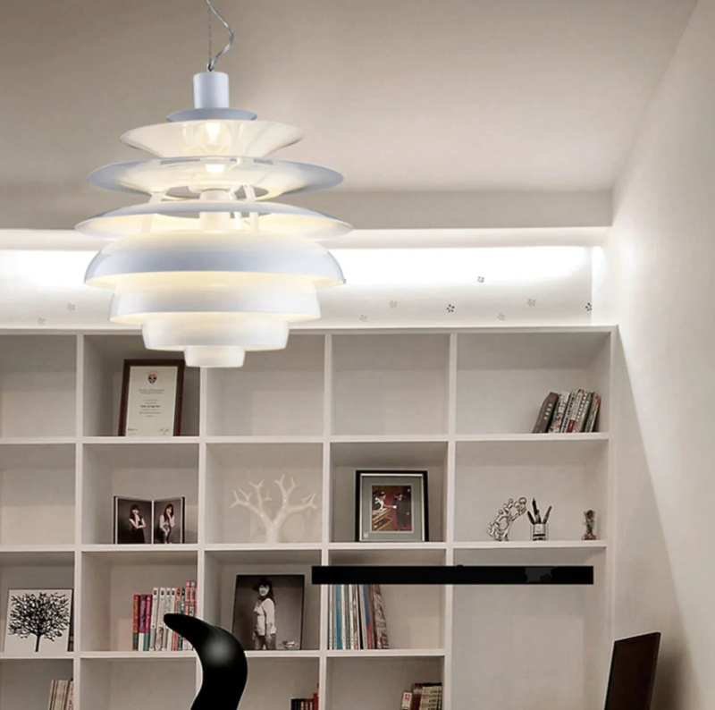 layered metal aluminum white pendant light