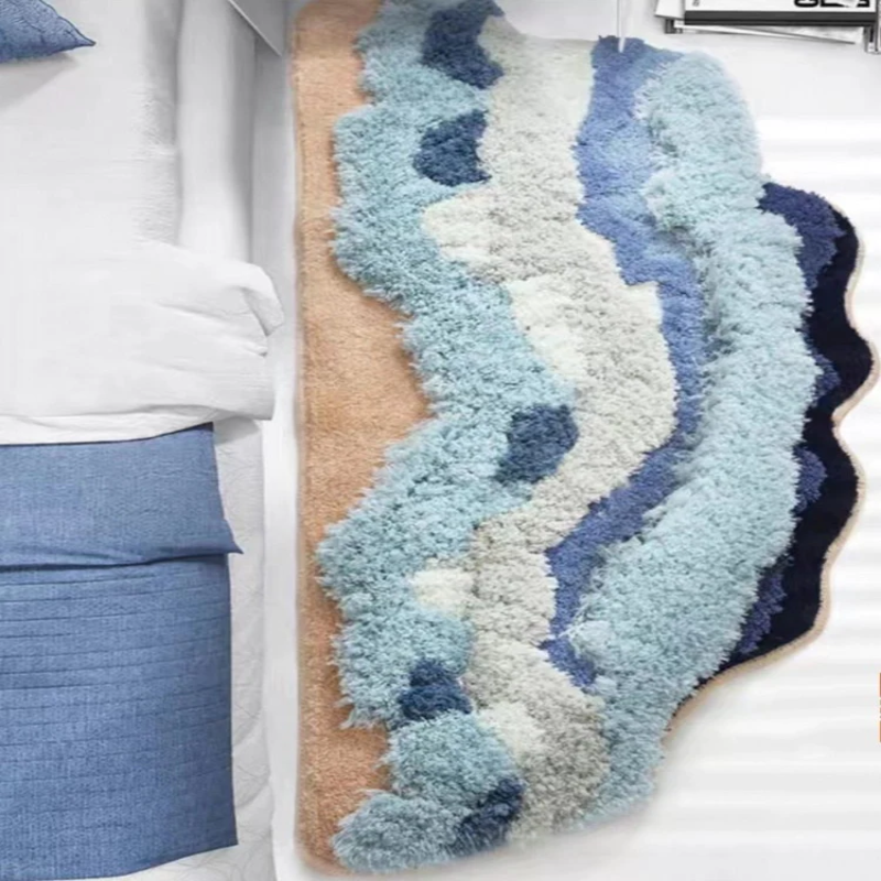 Sea Foam Irregular Shape Tufted Area Rug