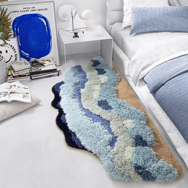 Sea Foam Irregular Shape Tufted Area Rug