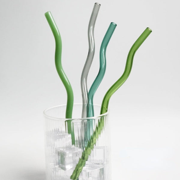 Colored Glass Straw Wave Curly Modern Fun Decor