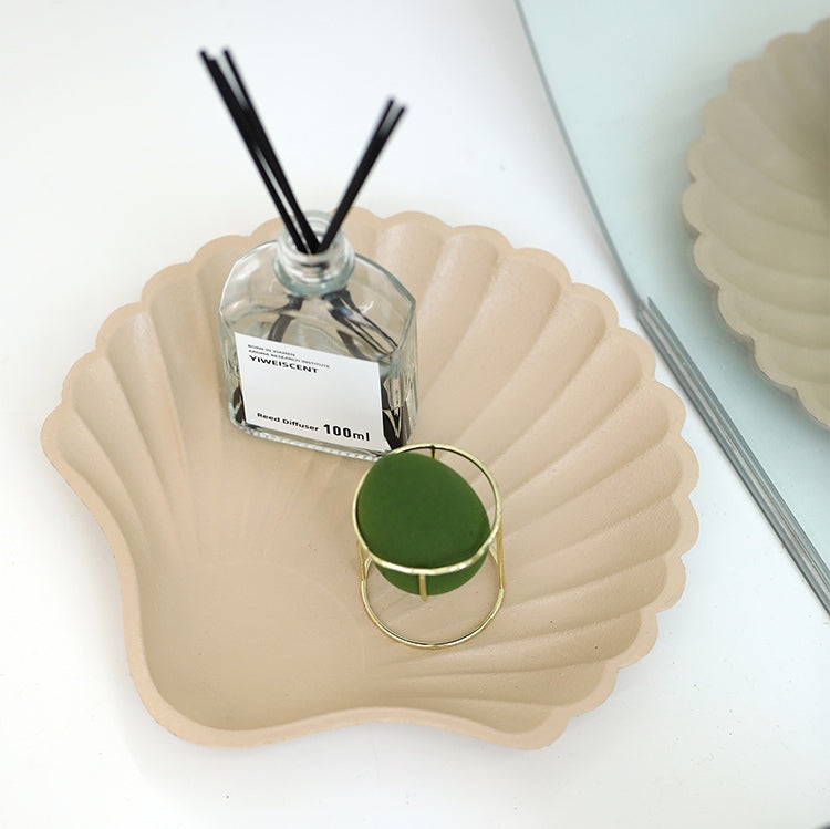 Seashell Shaped Beige Jewelry Tray