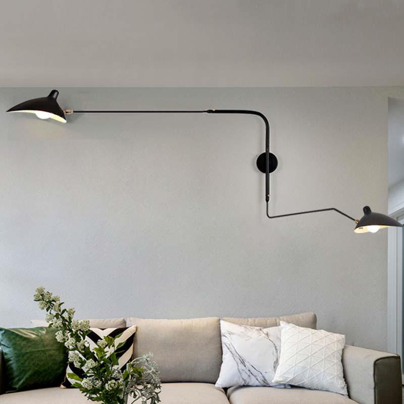 Serge Mouille replica industrial wall lamp with swing arms