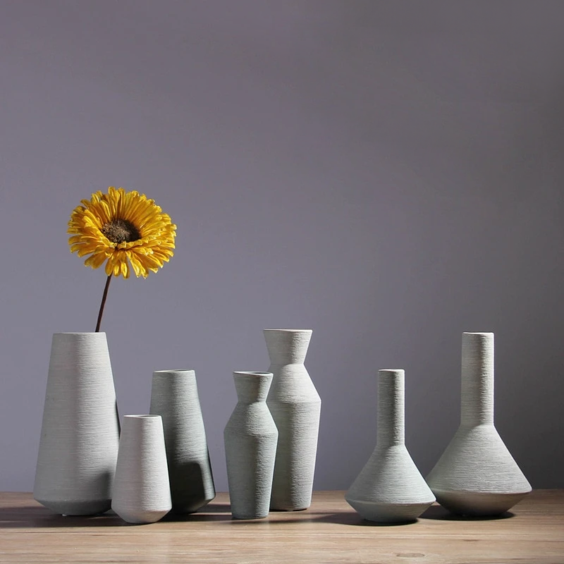 Minimalist Stone Ceramic Vase for Modern Home Decor