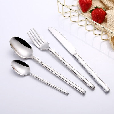 stainless steel mirror glaze finish silver cutlery set