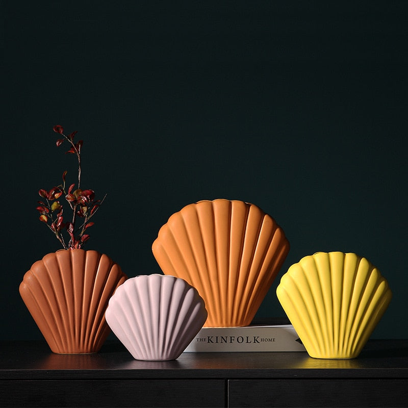 seashell shape ceramic porcelain vase