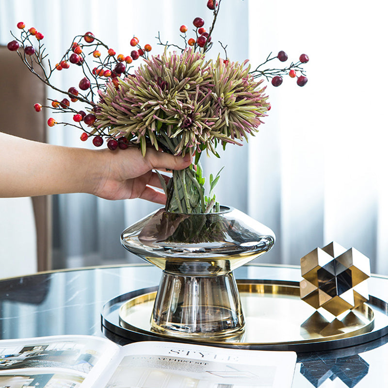 hydroponic silver glass table top vase