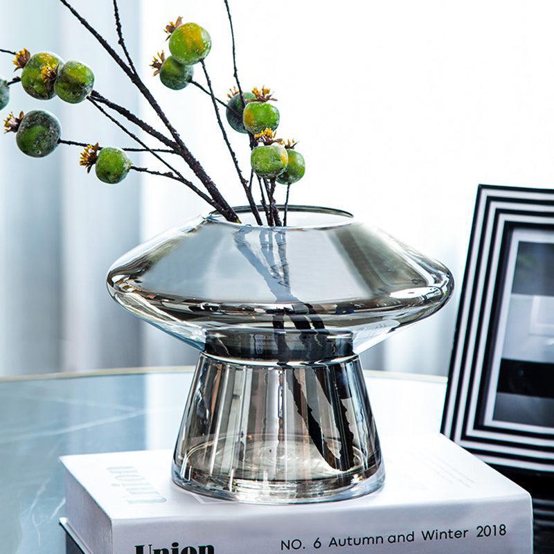 hydroponic silver glass table top vase