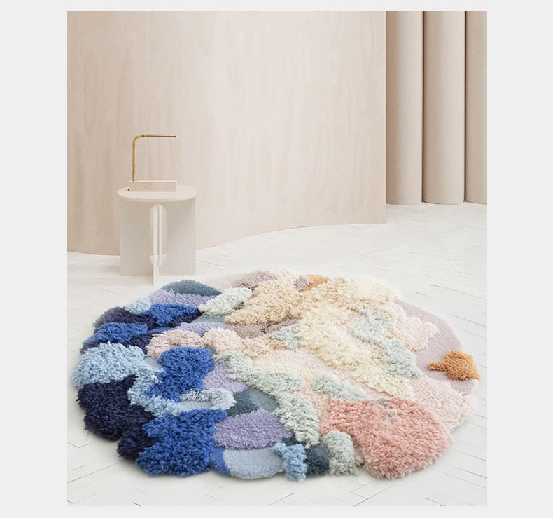 Round Thick Fluffy Wool Rug