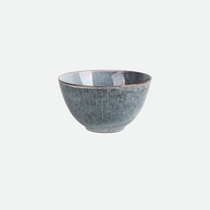 Large Round Deep Gray Blue Bowl