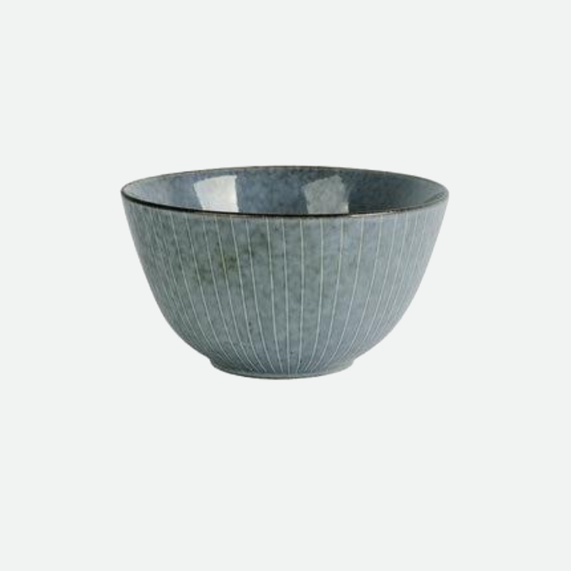 Large Round Deep Gray Blue Bowl