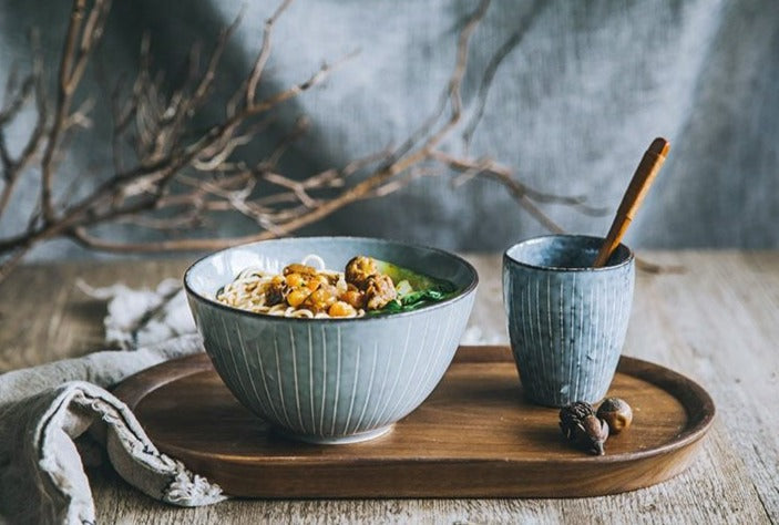 Large Round Deep Gray Blue Bowl