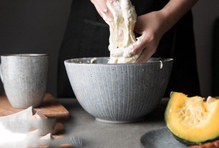 Large Round Deep Gray Blue Bowl