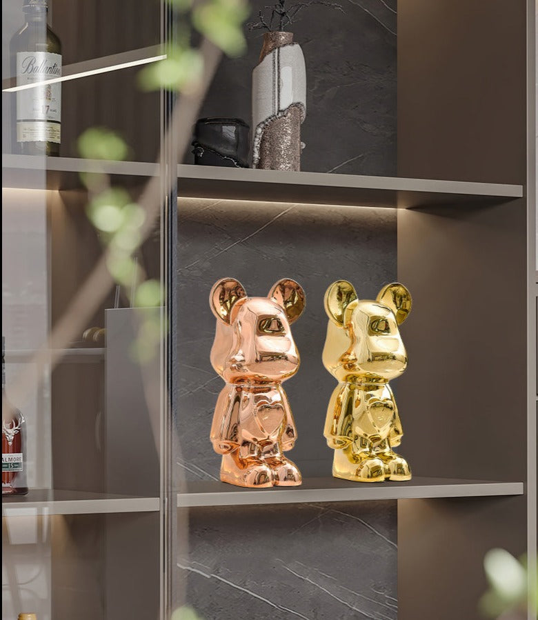 Decorative Accents Metallic Figurine Scupture Space Bear 