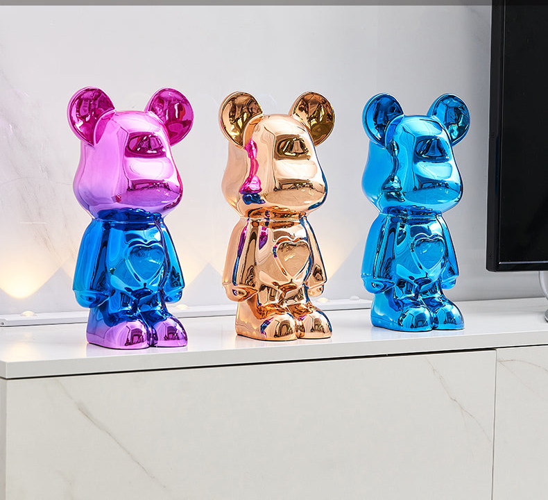 Decorative Accents Metallic Figurine Scupture Space Bear 