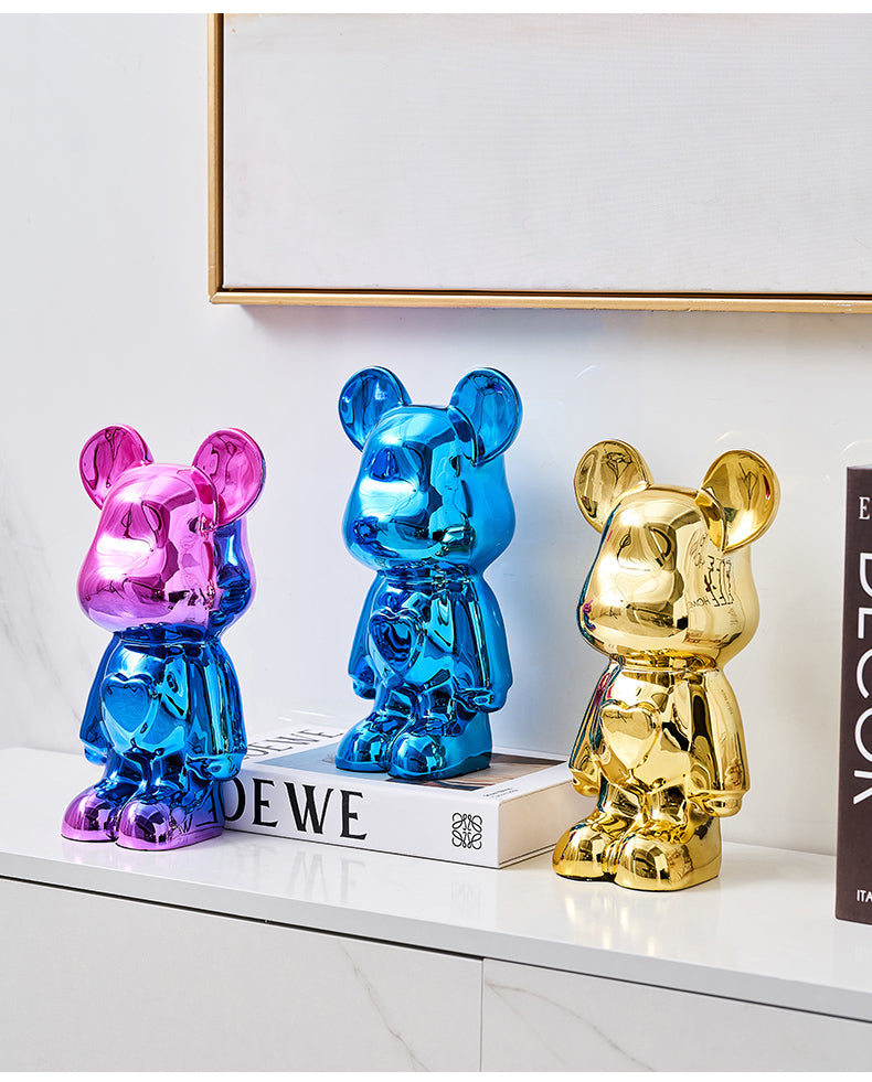 Decorative Accents Metallic Figurine Scupture Space Bear 