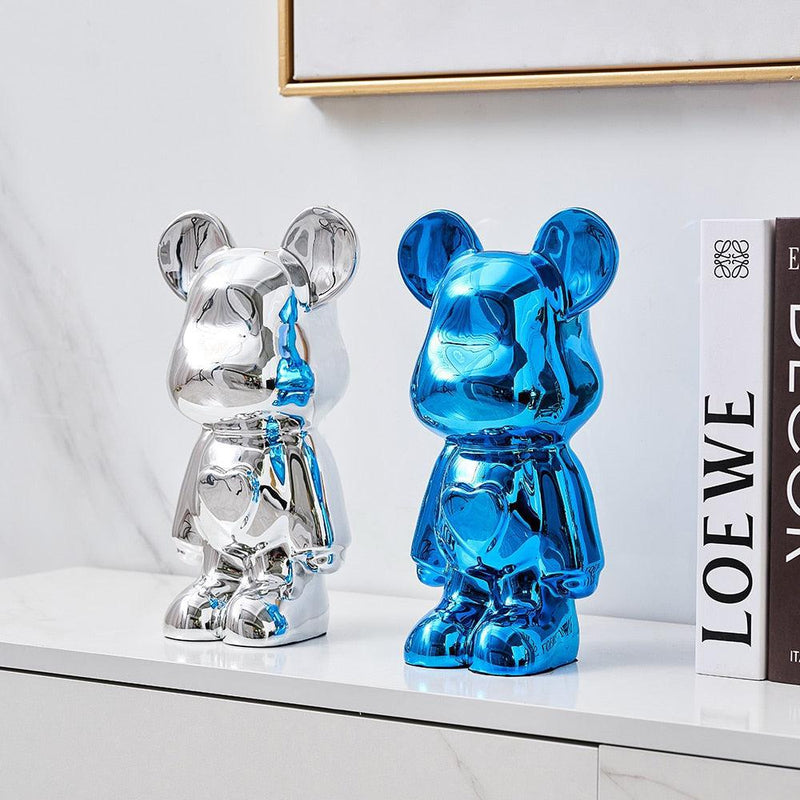 Decorative Accents Metallic Figurine Scupture Space Bear 