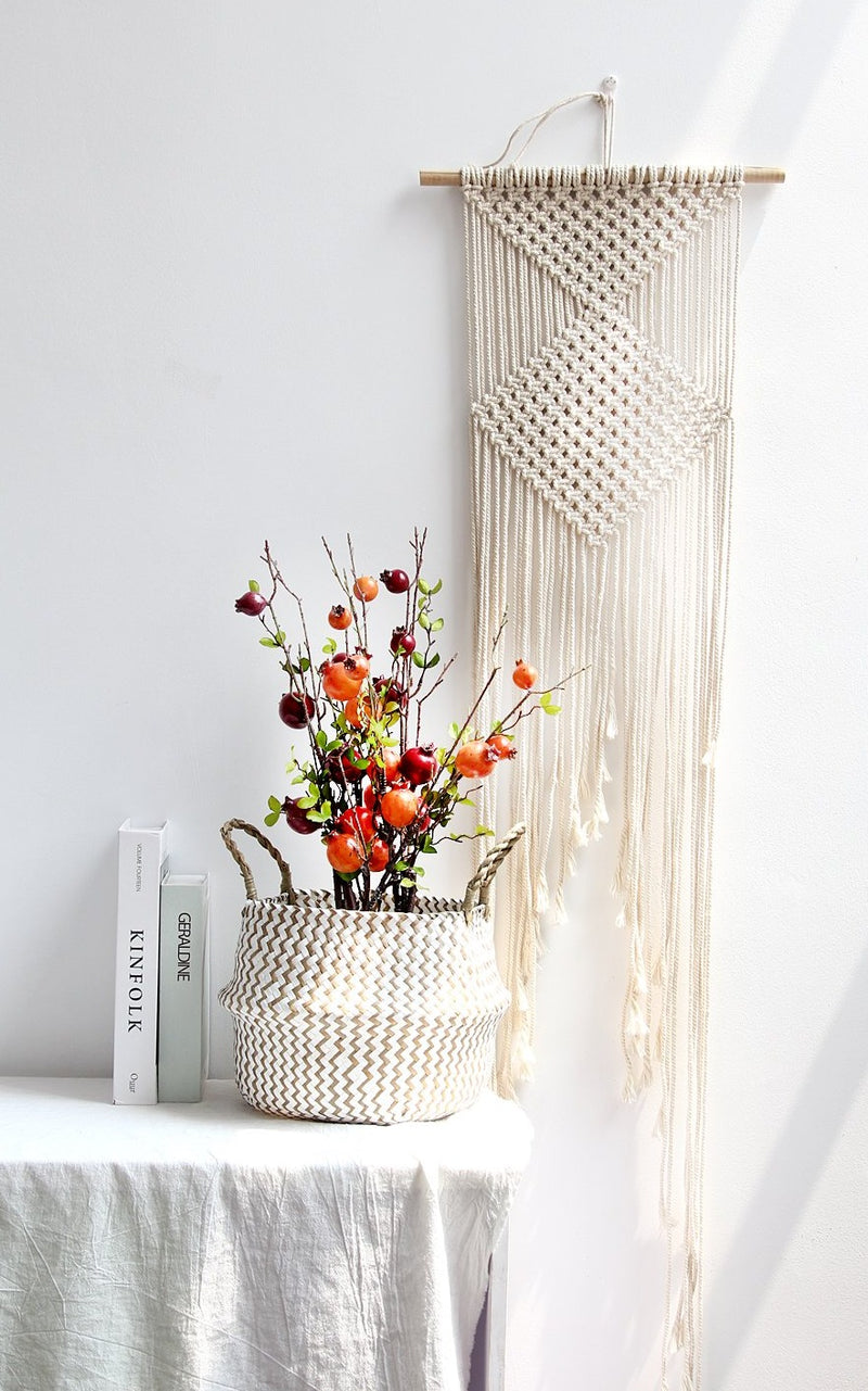 Wicker Bamboo White Blue Pink Brown Basket