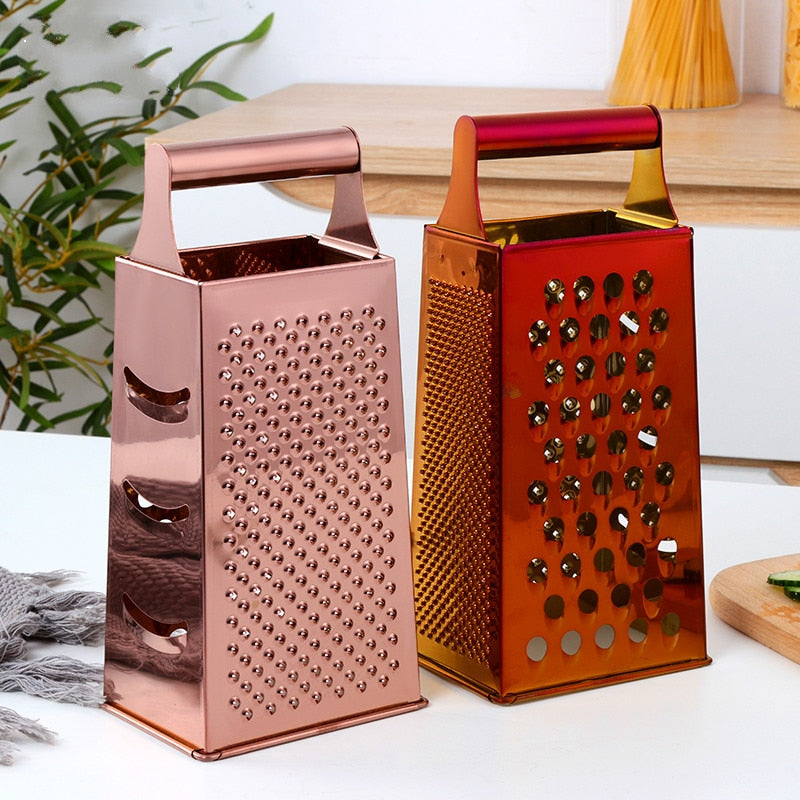 rectangle mirror polish rose gold orange grater with handgrip