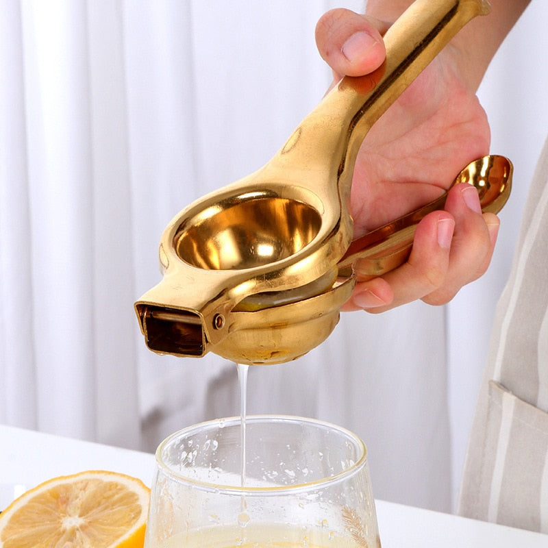 Gold Handheld Metal Lemon Juice Squeezer