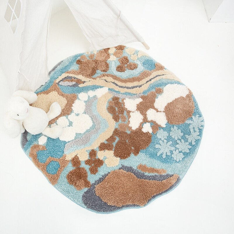 Round Shaped 3D Pattern Polyester Floor Mat