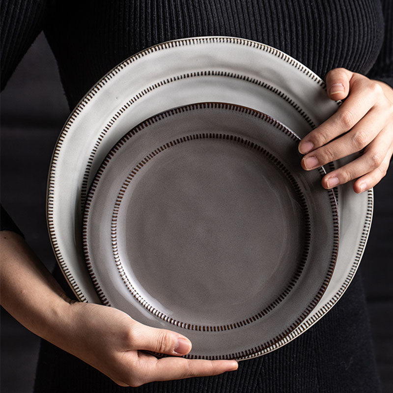 Gray/ White Ceramic Kitchen Plate