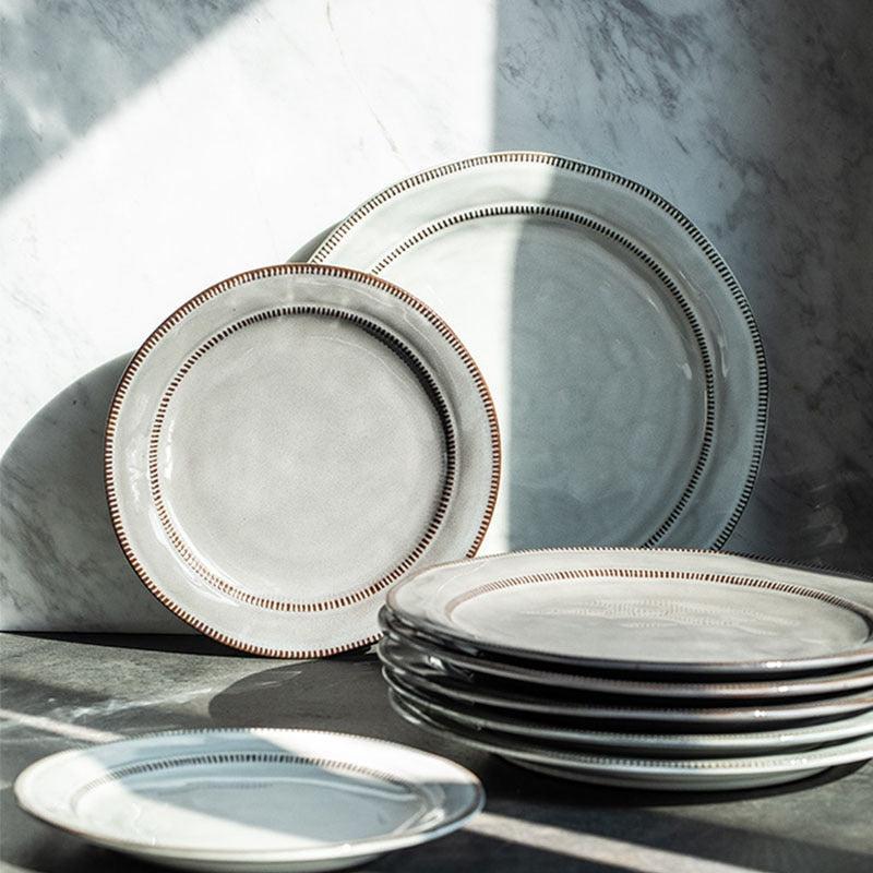 Gray/ White Ceramic Kitchen Plate