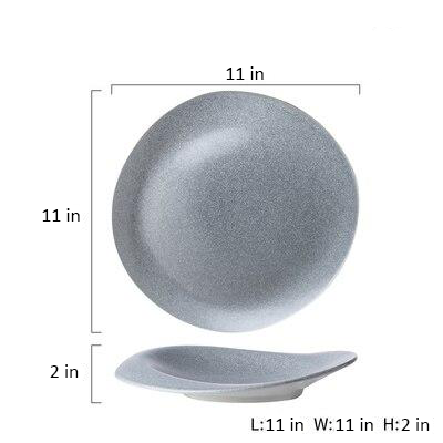 round ceramic grey dinnerware measurements